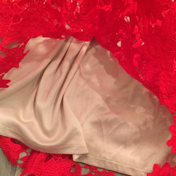 Francesca’s red lace off the shoulder dress size small - Picture 7 of 14